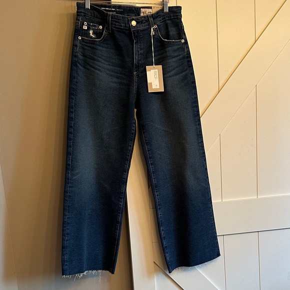Women's AG Saige wide leg crop Dark Blue Jeans - Picture 1 of 5